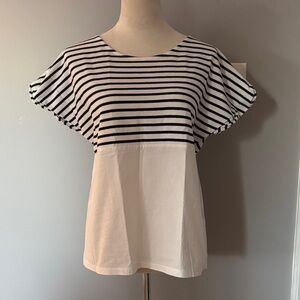 Zara Navy and White Striped Top